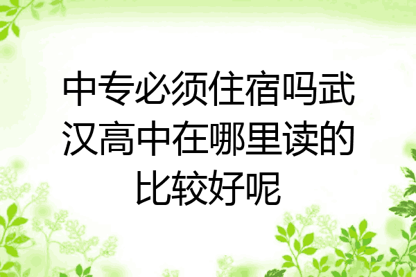 中专必须住宿吗武汉高中在哪里读的比较好呢