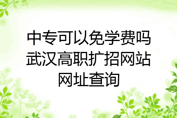 中专可以免学费吗武汉高职扩招网站网址查询