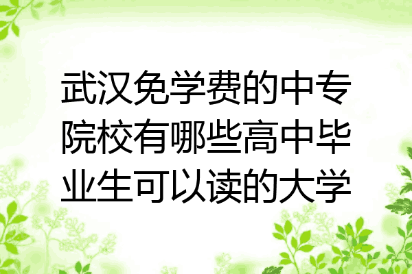 武汉免学费的中专院校有哪些高中毕业生可以读的大学