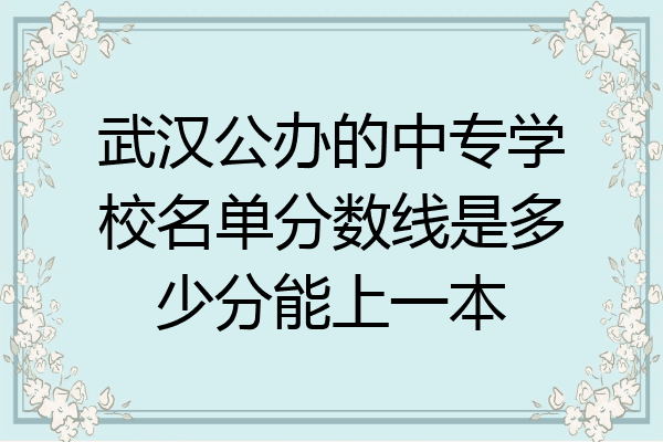 武汉公办的中专学校名单分数线是多少分能上一本