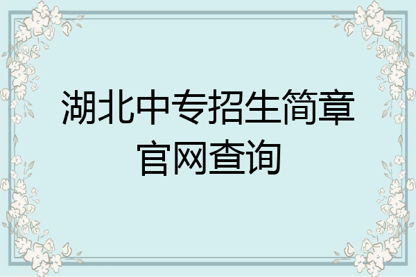 湖北中专招生简章官网查询