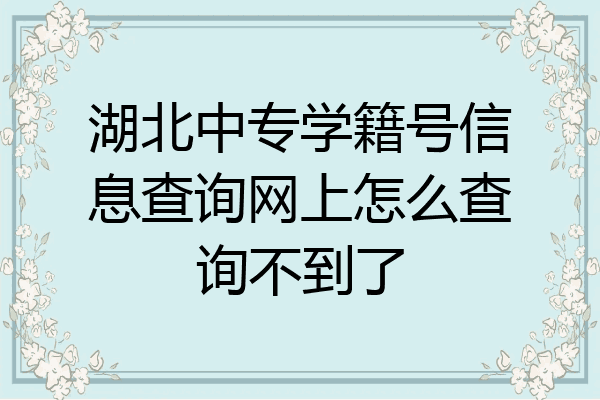 湖北中专学籍号信息查询网上怎么查询不到了
