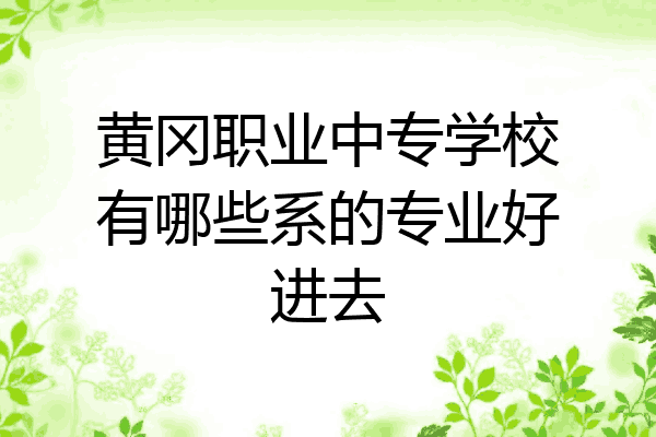 黄冈职业中专学校有哪些系的专业好进去