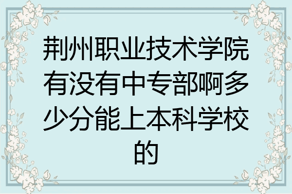 荆州职业技术学院有没有中专部啊多少分能上本科学校的