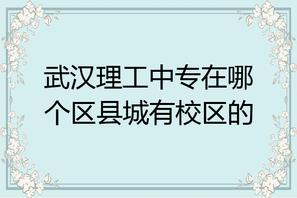 武汉理工中专在哪个区县城有校区的