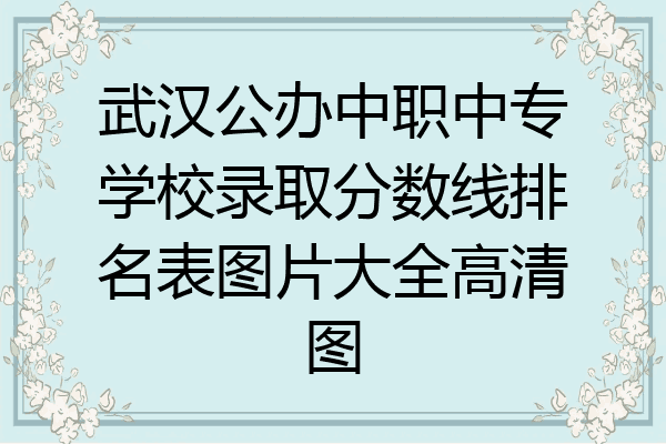 武汉公办中职中专学校录取分数线排名表图片大全高清图