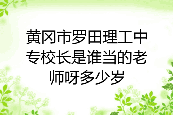 黄冈市罗田理工中专校长是谁当的老师呀多少岁