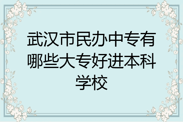 武汉市民办中专有哪些大专好进本科学校