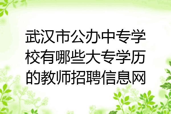 武汉市公办中专学校有哪些大专学历的教师招聘信息网