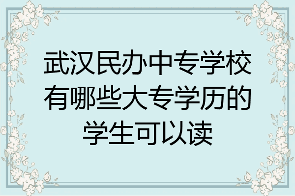 武汉民办中专学校有哪些大专学历的学生可以读