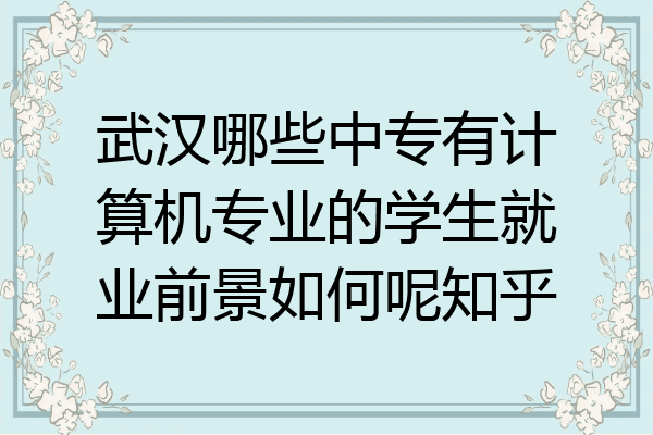 武汉哪些中专有计算机专业的学生就业前景如何呢知乎
