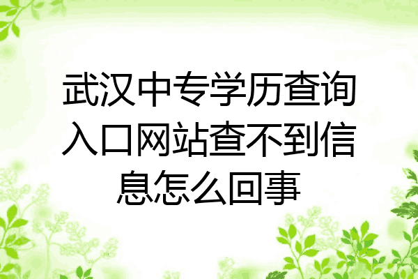 武汉中专学历查询入口网站查不到信息怎么回事