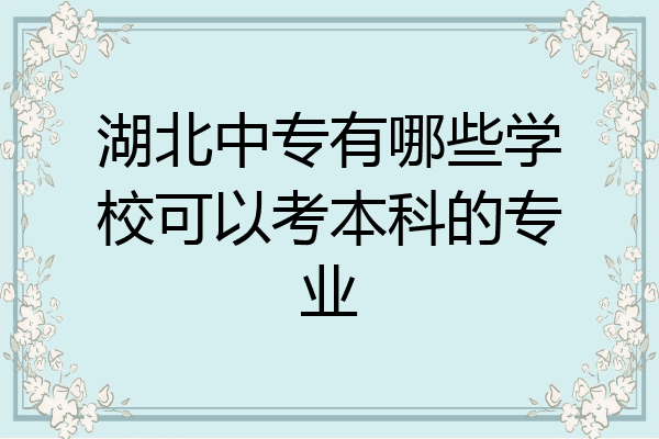 湖北中专有哪些学校可以考本科的专业