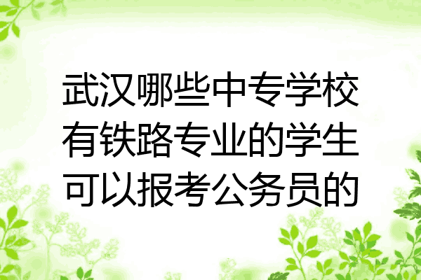 武汉哪些中专学校有铁路专业的学生可以报考公务员的