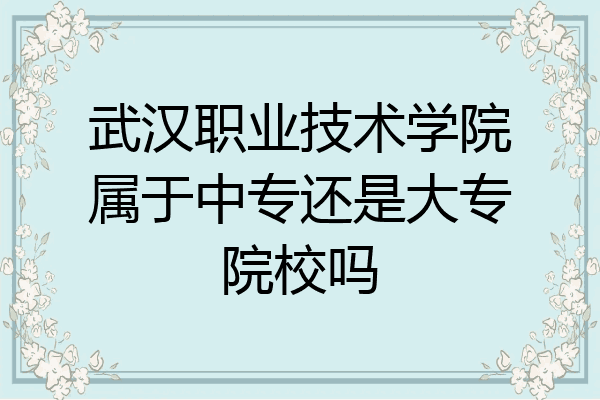 武汉职业技术学院属于中专还是大专院校吗