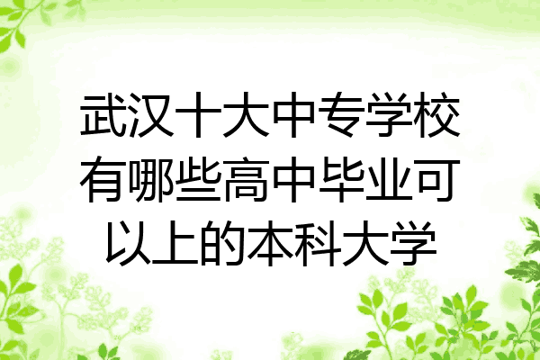 武汉十大中专学校有哪些高中毕业可以上的本科大学