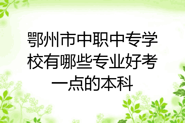 鄂州市中职中专学校有哪些专业好考一点的本科