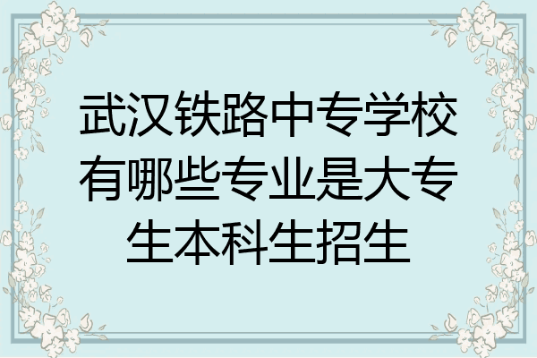 武汉铁路中专学校有哪些专业是大专生本科生招生