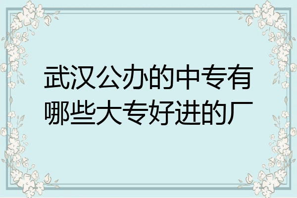 武汉公办的中专有哪些大专好进的厂