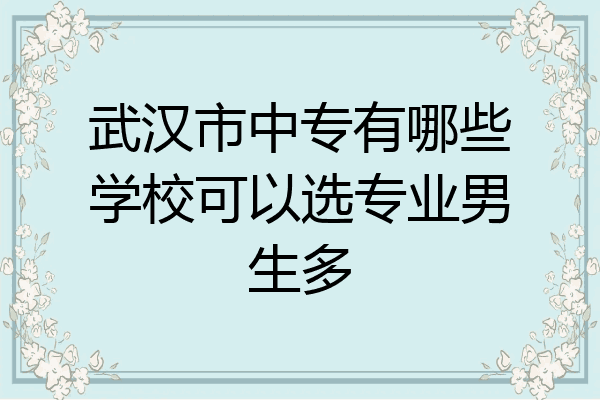 武汉市中专有哪些学校可以选专业男生多