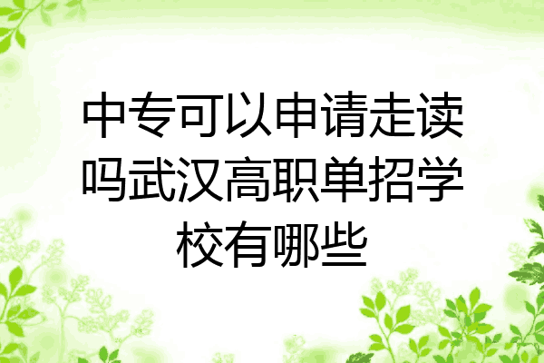 中专可以申请走读吗武汉高职单招学校有哪些