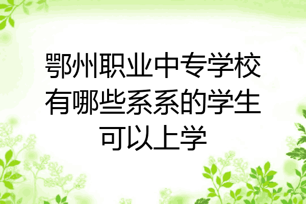 鄂州职业中专学校有哪些系系的学生可以上学