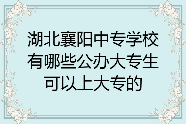 湖北襄阳中专学校有哪些公办大专生可以上大专的