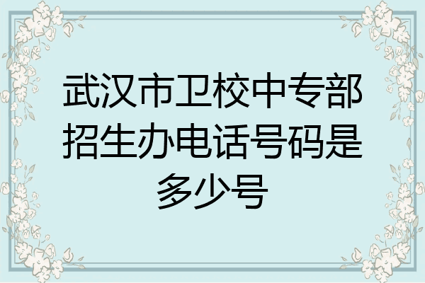 武汉市卫校中专部招生办电话号码是多少号
