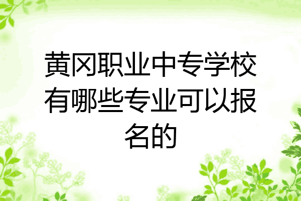黄冈职业中专学校有哪些专业可以报名的