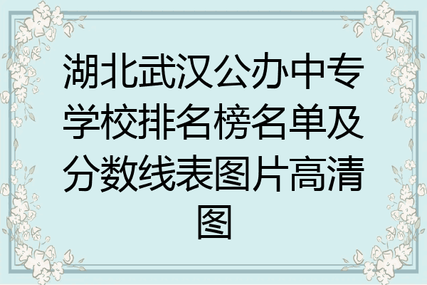 湖北武汉公办中专学校排名榜名单及分数线表图片高清图