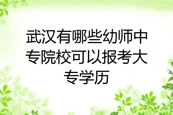 武汉有哪些幼师中专院校可以报考大专学历