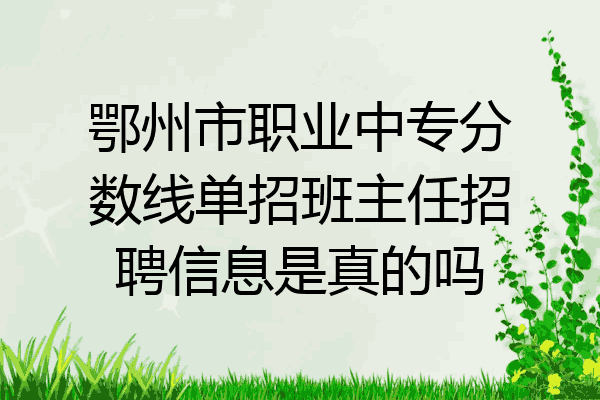 鄂州市职业中专分数线单招班主任招聘信息是真的吗