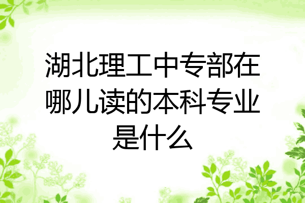湖北理工中专部在哪儿读的本科专业是什么