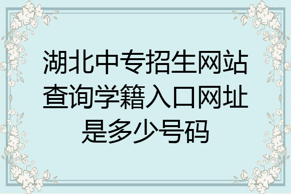 湖北中专招生网站查询学籍入口网址是多少号码