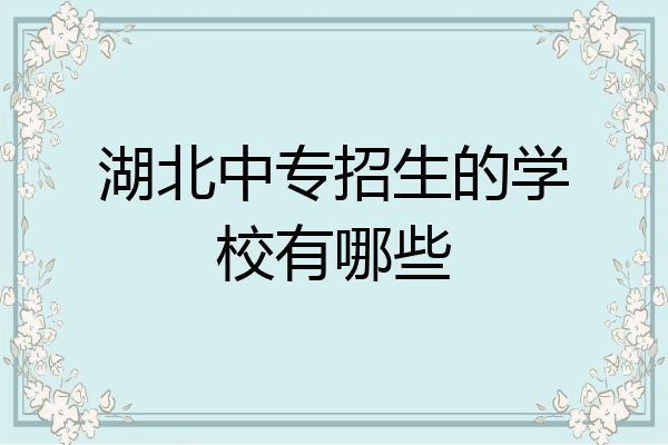 湖北中专招生的学校有哪些