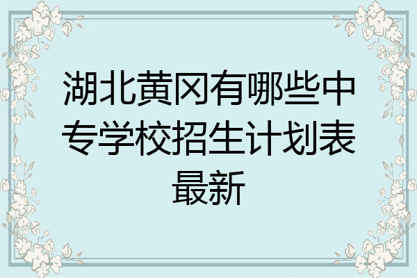 湖北黄冈有哪些中专学校招生计划表最新