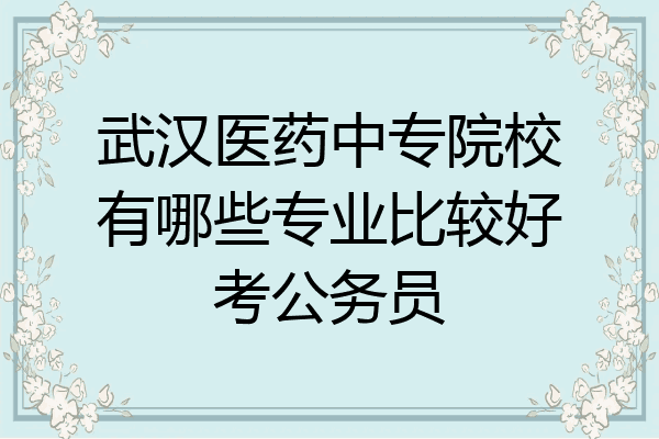 武汉医药中专院校有哪些专业比较好考公务员