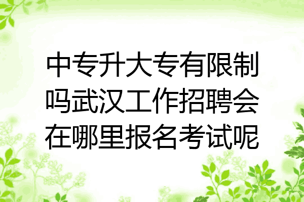 中专升大专有限制吗武汉工作招聘会在哪里报名考试呢