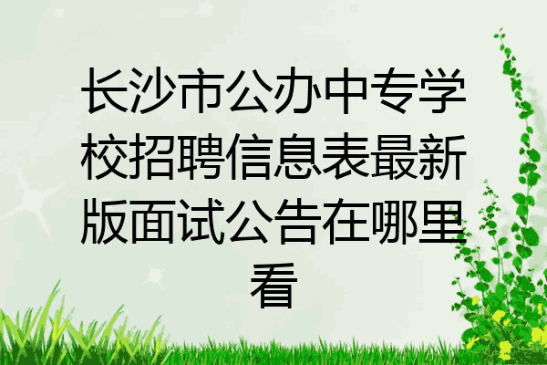 长沙市公办中专学校招聘信息表最新版面试公告在哪里看