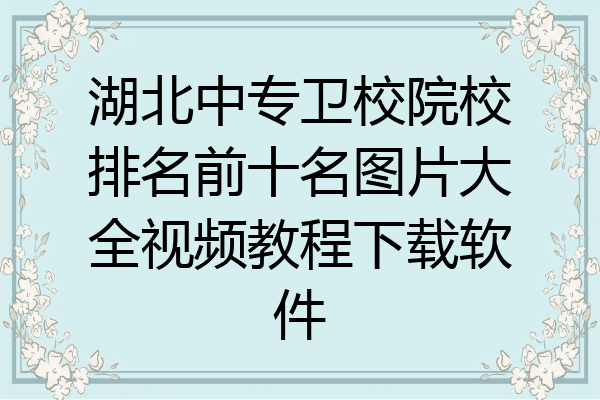 湖北中专卫校院校排名前十名图片大全视频教程下载软件