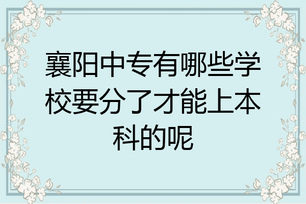 襄阳中专有哪些学校要分了才能上本科的呢