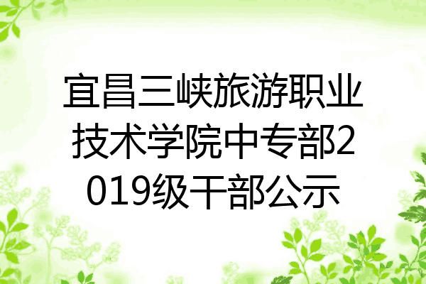 宜昌三峡旅游职业技术学院中专部2019级干部公示