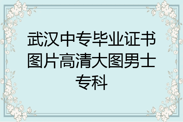 武汉中专毕业证书图片高清大图男士专科