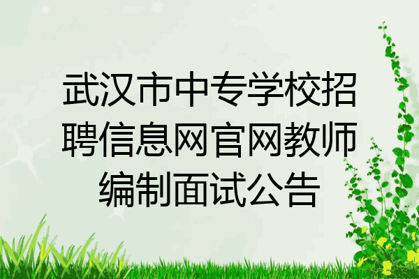 武汉市中专学校招聘信息网官网教师编制面试公告