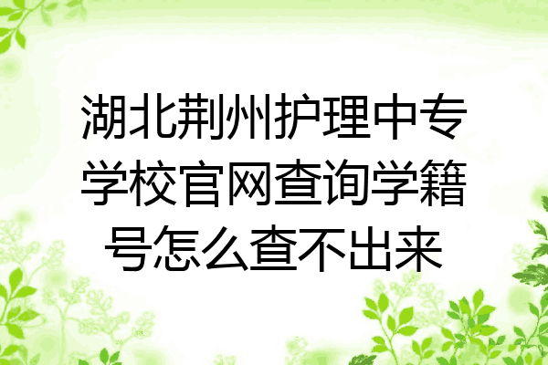 湖北荆州护理中专学校官网查询学籍号怎么查不出来