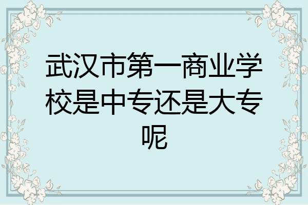 武汉市第一商业学校是中专还是大专呢