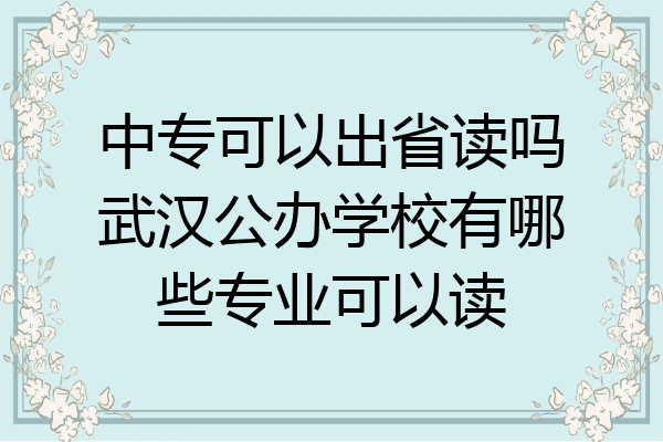 中专可以出省读吗武汉公办学校有哪些专业可以读