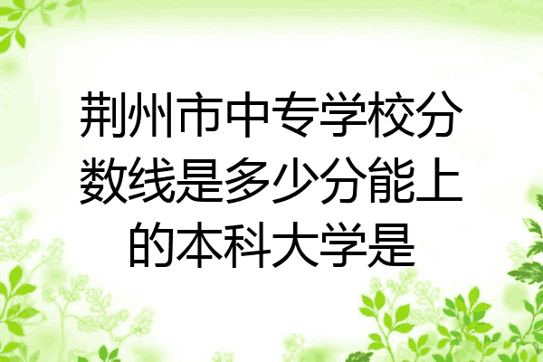 荆州市中专学校分数线是多少分能上的本科大学是