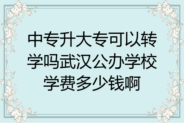 中专升大专可以转学吗武汉公办学校学费多少钱啊