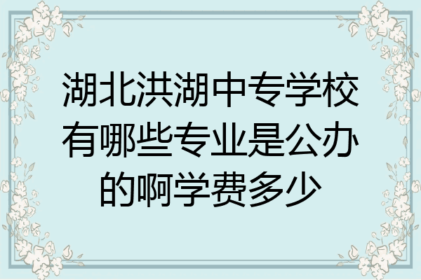 湖北洪湖中专学校有哪些专业是公办的啊学费多少